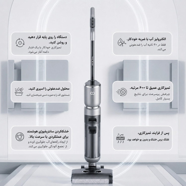 جارو و زمینشوی هوشمند INXNI Z3 Neo | جارو نظافت 3 در 1